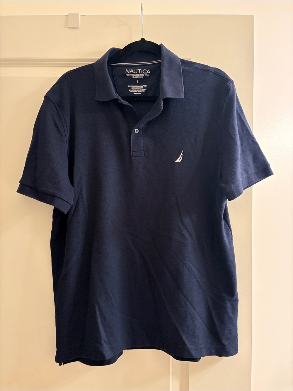 Nautica Men’s Navy Blue Polo with Embroidered Sail Logo